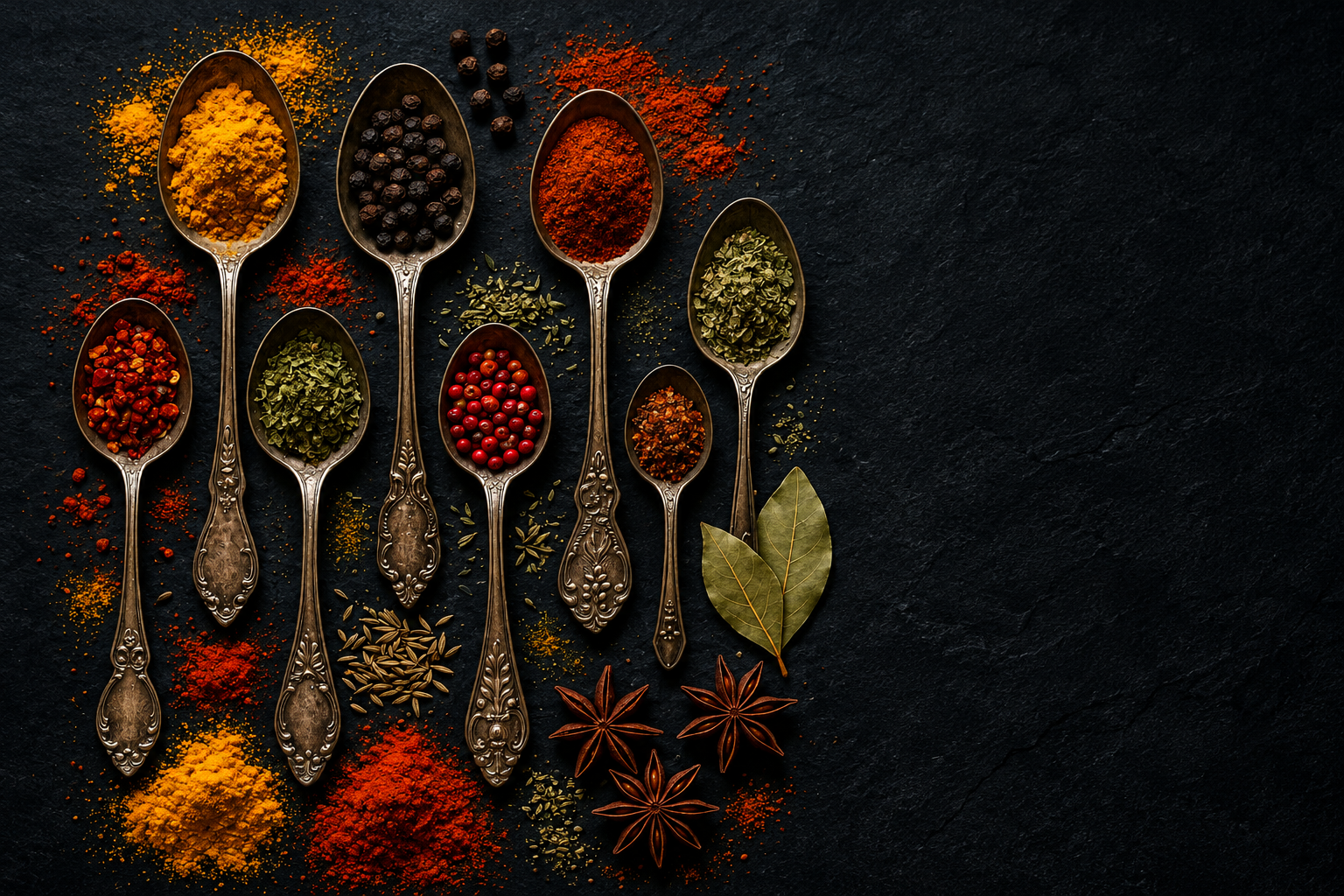 A collection of aromatic spices and seasonings